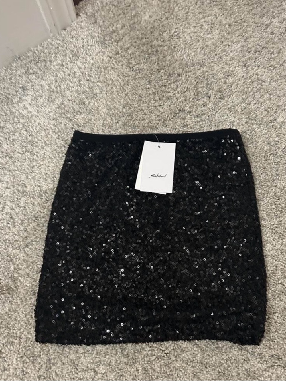 Subdued Black Sequin Mini Skirt - Womens